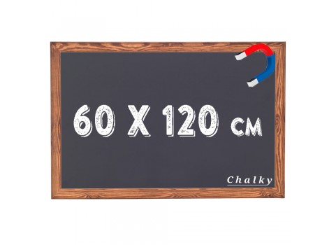 Chalky Manyetik Kara Tahta Ahşap Çerçeveli 60x120 cm